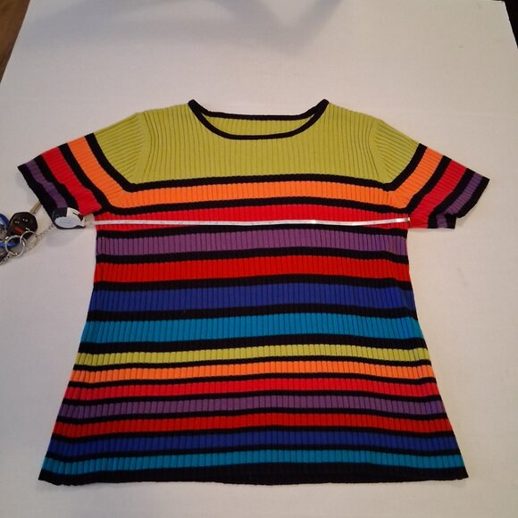 Sag Harbor Striped Short Sleeve Top - Size M - Picture 4 of 4
